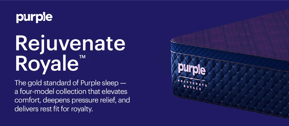Purple Rejuvenate Royale luxury mattress collection delivering advanced pressure relief and elevated sleep comfort